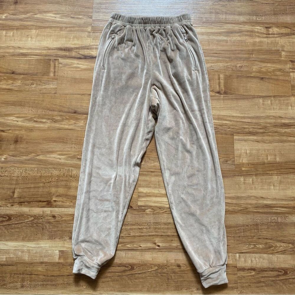 SKIMS S Tan Beige Soft Velour Jogger Sweatpants Lounge Comfy Pajama Celeb Style